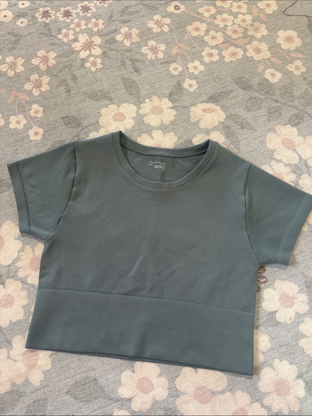 Aerie/offline Short Sleeve Crop Tee in Slate Green